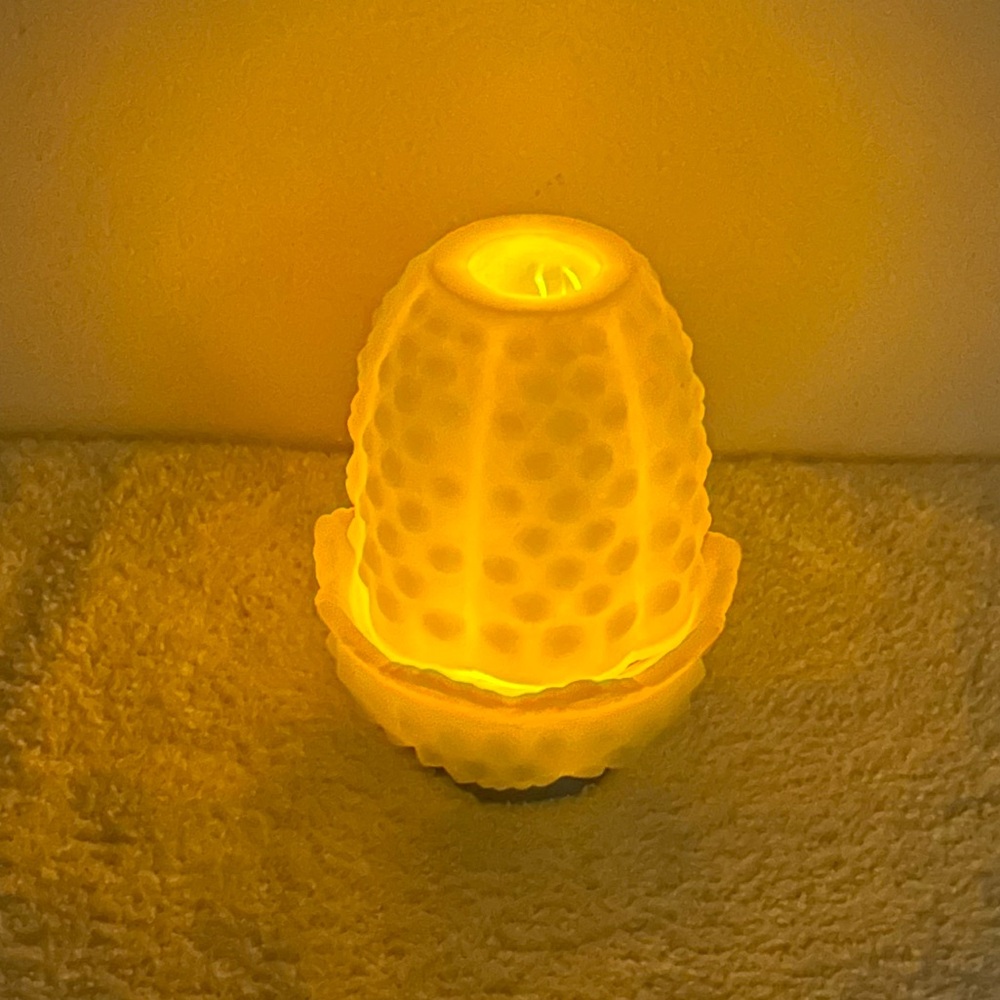 VTG 70s Fenton Satin Sky Blue Milk Glass Hobnail Fairy Lamp Light Votive - Picture 3 of 16